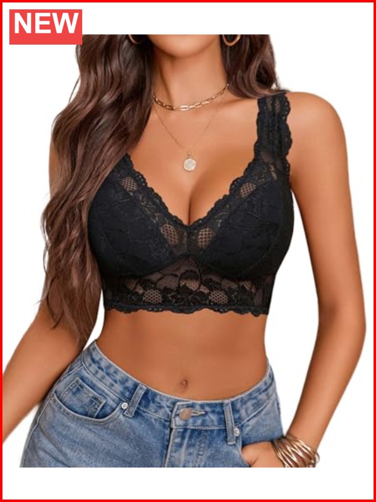 Lace Non Padded Longline Bralette Deep V Triangle Sexy Everyday Lingerie Bras